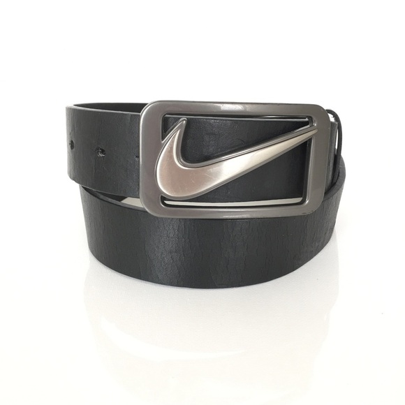 Nike Other - Nike Golf Large Logo Buckle Black Belt Men’s Size 34 Faux Leather